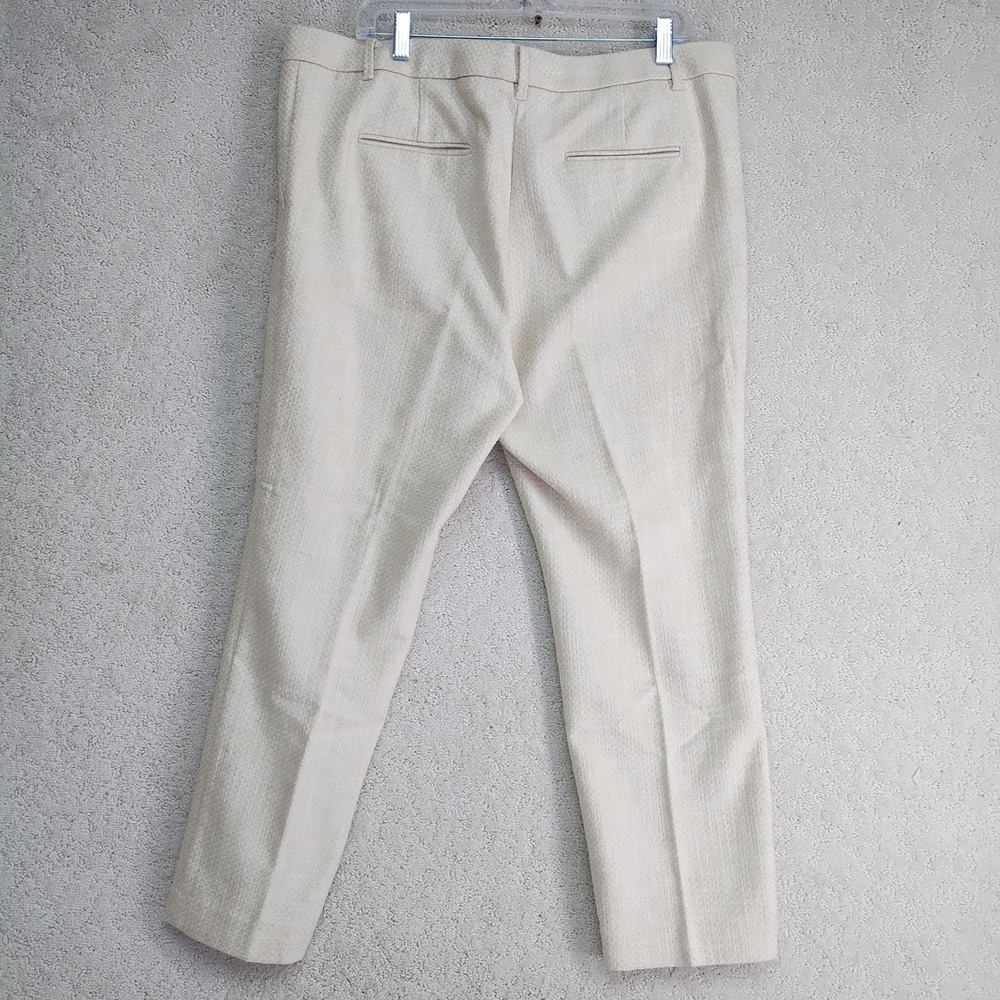 Ann Taylor Pants Womens 14 Beige Textured Dress Ankle Straight Trousers - Picture 2 of 6